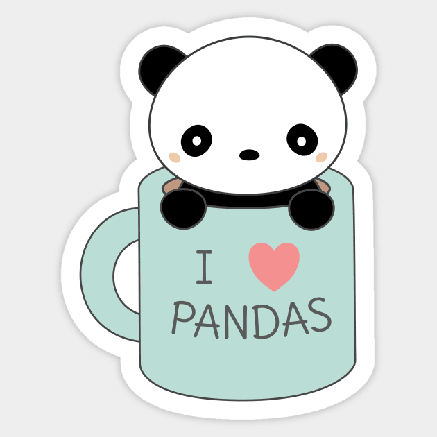 I Love Pandas Kawaii T-Shirt Sticker by happinessinatee